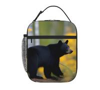 YYHWHJDE Portable Insulated Lunch Bag rge and Small Black Bears Pattern Reusable Lunch Bag Durable for Men and Women