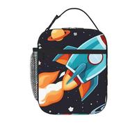 YYHWHJDE Portable Insulated Lunch Bag Rocket Clipart Space Ship Prints Reusable Lunch Bag Durable for Men and Women Easy Carrying