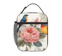 YYHWHJDE Portable Insulated Lunch Bag Romantic Fancy Floral Birds Butterfly Picture Reusable Lunch Bag Durable for Men and Women Easy Carrying