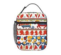 YYHWHJDE Portable Insulated Lunch Bag Runner Swedish Dala Horse Folk Prints Reusable Lunch Bag Durable for Men and Women Easy Carrying