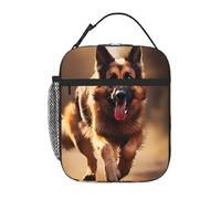 YYHWHJDE Portable Insulated Lunch Bag Running German Shepherd Dog Pattern Reusable Lunch Bag Durable for Men and Women Easy Carrying