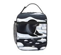 YYHWHJDE Portable Insulated Lunch Bag Seals on ice Prints Reusable Lunch Bag Durable for Men and Women Easy Carrying