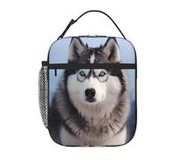 YYHWHJDE Portable Insulated Lunch Bag Siberian Husky Pattern Reusable Lunch Bag Durable for Men and Women Easy Carrying