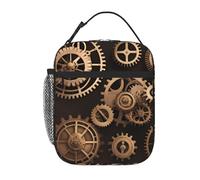 YYHWHJDE Portable Insulated Lunch Bag Steampunk Mechanical Gears Pattern Reusable Lunch Bag Durable for Men and Women