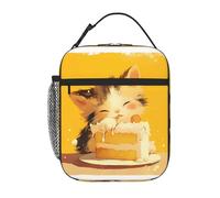 YYHWHJDE Portable Insulated Lunch Bag The Drooling Little Greedy cat Prints Reusable Lunch Bag Durable for Men and Women Easy Carrying