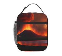 YYHWHJDE Portable Insulated Lunch Bag The erupting Kilauea Volcano Pattern Reusable Lunch Bag Durable for Men and Women Easy Carrying