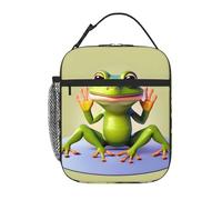 YYHWHJDE Portable Insulated Lunch Bag The Funny Frog Doing Yoga Prints Reusable Lunch Bag Durable for Men and Women Easy Carrying