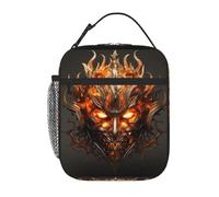 YYHWHJDE Portable Insulated Lunch Bag The mask of Burning Flames Prints Reusable Lunch Bag Durable for Men and Women Easy Carrying