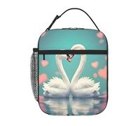 YYHWHJDE Portable Insulated Lunch Bag The swan in Love Pattern Reusable Lunch Bag Durable for Men and Women