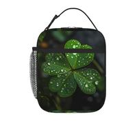 YYHWHJDE Portable Insulated Lunch Bag Three-Leaf Clover Scattered with Water Droplets Prints Reusable Lunch Bag Durable for Men and Women Easy Carrying