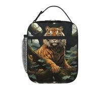 YYHWHJDE Portable Insulated Lunch Bag Tiger Behind The Tree Prints Reusable Lunch Bag Durable for Men and Women Easy Carrying