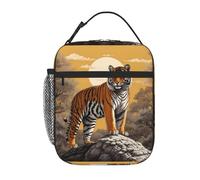 YYHWHJDE Portable Insulated Lunch Bag Tiger Standing in The Sun Prints Reusable Lunch Bag Durable for Men and Women Easy Carrying