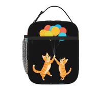 YYHWHJDE Portable Insulated Lunch Bag Two Cats Playing with Balloons Prints Reusable Lunch Bag Durable for Men and Women Easy Carrying