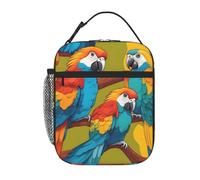 YYHWHJDE Portable Insulated Lunch Bag Two Colored Parrots Pattern Reusable Lunch Bag Durable for Men and Women Easy Carrying