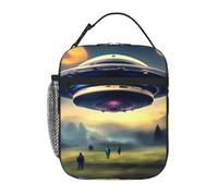 YYHWHJDE Portable Insulated Lunch Bag UFO Landing Prints Reusable Lunch Bag Durable for Men and Women Easy Carrying