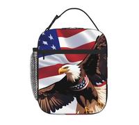 YYHWHJDE Portable Insulated Lunch Bag USA Patriotic Eagle with American Flag Prints Reusable Lunch Bag Durable for Men and Women Easy Carrying