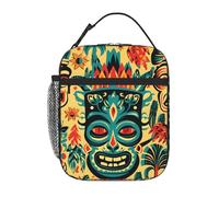 YYHWHJDE Portable Insulated Lunch Bag Vintage Aloha Tiki Pattern Prints Reusable Lunch Bag Durable for Men and Women Easy Carrying