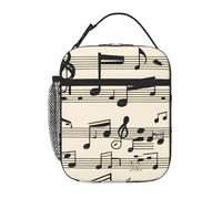 YYHWHJDE Portable Insulated Lunch Bag Vintage Music Note Art Pattern Reusable Lunch Bag Durable for Men and Women Easy Carrying