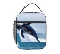 YYHWHJDE Portable Insulated Lunch Bag Whales at sea Pattern Reusable Lunch Bag Durable for Men and Women