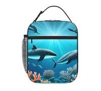 YYHWHJDE Portable Insulated Lunch Bag Whales Under The sea Prints Reusable Lunch Bag Durable for Men and Women Easy Carrying