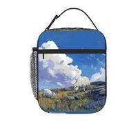YYHWHJDE Portable Insulated Lunch Bag White Clouds and Little Sheep Picture Reusable Lunch Bag Durable for Men and Women Easy Carrying