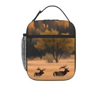 YYHWHJDE Portable Insulated Lunch Bag Wildlife Hunting Deer Bear Elk Pattern Reusable Lunch Bag Durable for Men and Women