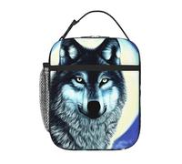 YYHWHJDE Portable Insulated Lunch Bag Wolf Under Moon Prints Reusable Lunch Bag Durable for Men and Women Easy Carrying