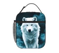 YYHWHJDE Portable Insulated Lunch Bag Wolf with Smoke Pattern Reusable Lunch Bag Durable for Men and Women Easy Carrying