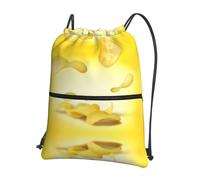 YYHWHJDE Potato Chips Prints Drawstring Backpack - Lightweight Water-Resistant Gym Bag with Zipper Pocket for Travel & Sports