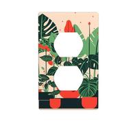 YYHWHJDE Potted Turtleback Bamboo Pattern Double Socket Wall Panel Decorative is Durable and Suitable for Socket Light Switch Accessories 4.5x2.76in