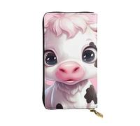 YYHWHJDE Pretty Pink Cartoon Cow Printing Quality Leather Long Clutch Wallet Designed for Fashion Girls and Women Stylish 7.48 x 4.13 in