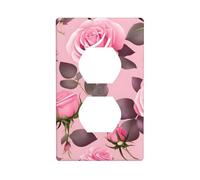 YYHWHJDE Pretty Pink Roses Picture Double Socket Wall Panel Electrical Socket Cover Plate is Shatter Resistant and Durable 4.5x2.76in