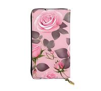 YYHWHJDE Pretty Pink Roses Printing Quality Leather Long Clutch Wallet Designed for Fashion Girls and Women Stylish 7.48 x 4.13 in