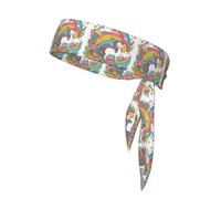 YYHWHJDE Pretty rainbows and unicorns Prints Sports Double-Sided Headscarf for Women and Men Adjustable for All Head Circumferences
