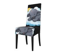 YYHWHJDE Protection cover for dining chair Baby elephant playing on the clouds Pattern - Soft, Comfortable, Needed Stretchable for Most Armless Chair