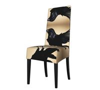 YYHWHJDE Protection cover for dining chair Black Crow Birds Pattern - Soft, Comfortable, Needed Stretchable for Most Armless Chair