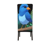 YYHWHJDE Protection cover for dining chair Blue bird in the forest Prints - Soft, Comfortable, Needed Stretchable for Most Armless Chair