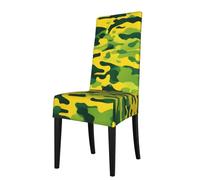 YYHWHJDE Protection cover for dining chair Camo Yellow & green Pattern - Soft, Comfortable, Needed Stretchable for Most Armless Chair
