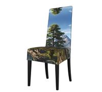 YYHWHJDE Protection cover for dining chair Deer Mountain Pine Tree Wilderness Pattern - Soft, Comfortable, Needed Stretchable for Most Armless Chair