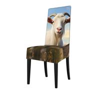 YYHWHJDE Protection cover for dining chair Farm Animal Goat Picture - Soft, Comfortable, Needed Stretchable for Most Armless Chair