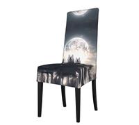 YYHWHJDE Protection cover for dining chair Full-Moon Wolves 3D Pattern - Soft, Comfortable, Needed Stretchable for Most Armless Chair