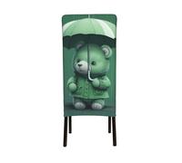 YYHWHJDE Protection cover for dining chair Green bear holding an umbrella Prints - Soft, Comfortable, Needed Stretchable for Most Armless Chair