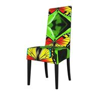 YYHWHJDE Protection cover for dining chair Green leaf colorful butterfly Pattern - Soft, Comfortable, Needed Stretchable for Most Armless Chair