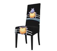 YYHWHJDE Protection cover for dining chair Hippo crossing the bridge Prints - Soft, Comfortable, Needed Stretchable for Most Armless Chair