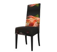 YYHWHJDE Protection cover for dining chair Japanese sushi shrimp Pattern - Soft, Comfortable, Needed Stretchable for Most Armless Chair