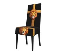 YYHWHJDE Protection cover for dining chair Lion at the cross Pattern - Soft, Comfortable, Needed Stretchable for Most Armless Chair