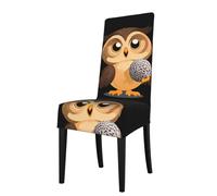 YYHWHJDE Protection cover for dining chair Owl playing with fur ball Pattern - Soft, Comfortable, Needed Stretchable for Most Armless Chair