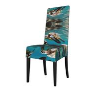 YYHWHJDE Protection cover for dining chair Palm Trees and Sea Turtles Diving Underwater Pattern - Soft, Comfortable, Needed Stretchable for Most Armless Chair