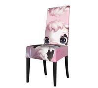 YYHWHJDE Protection cover for dining chair pretty pink cartoon cow Pattern - Soft, Comfortable, Needed Stretchable for Most Armless Chair