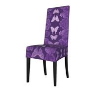 YYHWHJDE Protection cover for dining chair Purple Butterflies Pattern - Soft, Comfortable, Needed Stretchable for Most Armless Chair